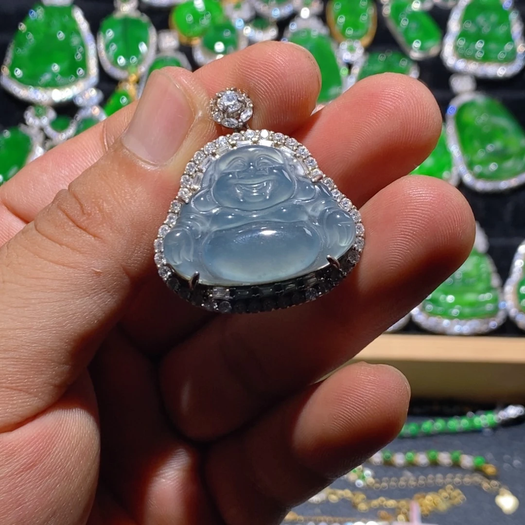 翡翠银S925镶嵌颈饰天然A货翡翠