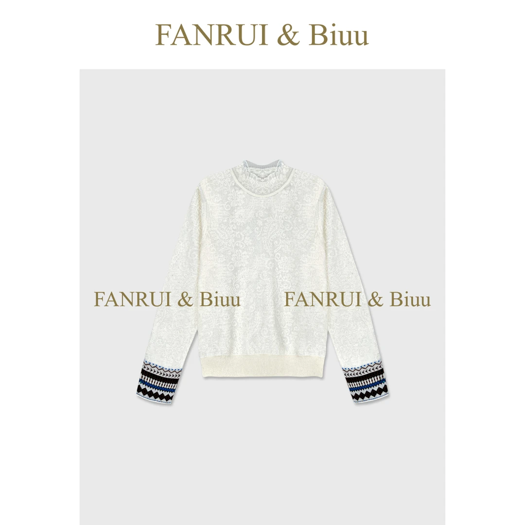 FANRUI/泛芮 「素雪缠枝」羊毛混织软糯舒适百搭显瘦针织毛衣B19034