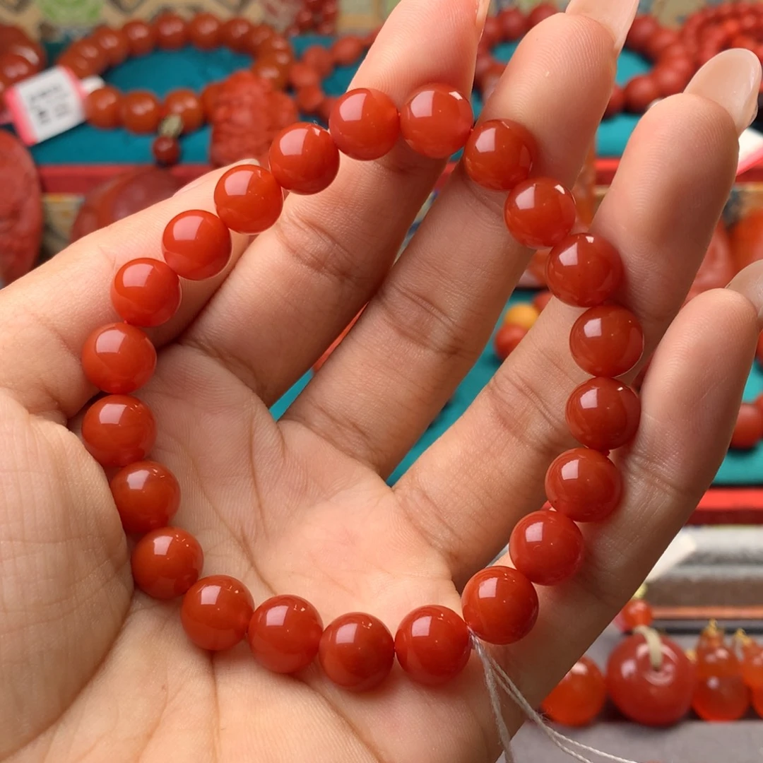 未镶嵌手串南红玛瑙8-9M有色有肉