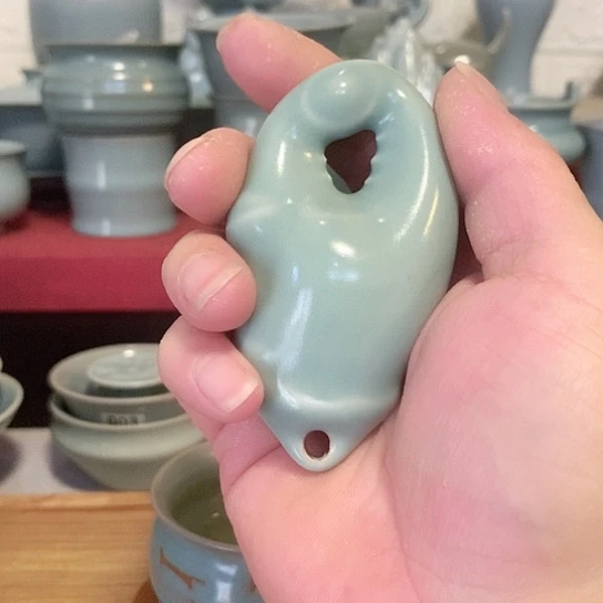原产地汝瓷,手把件,