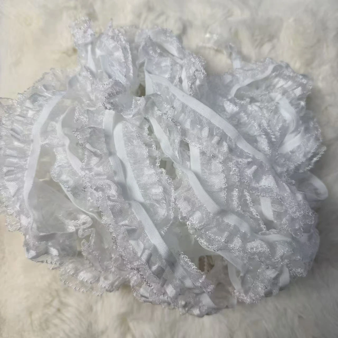 M50双层白色木耳边花边