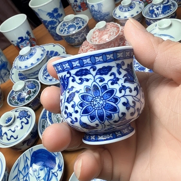 陶手绘缠枝莲点工福利款