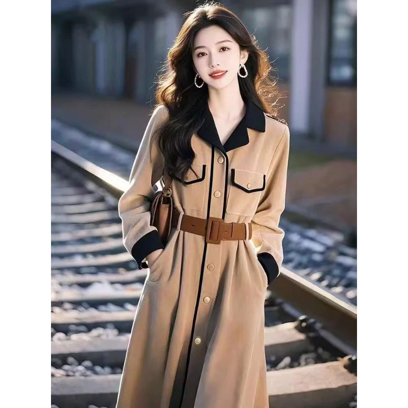 QDA70948法式高级感气质灯芯绒连衣裙女秋冬季2025新款小个子裙子