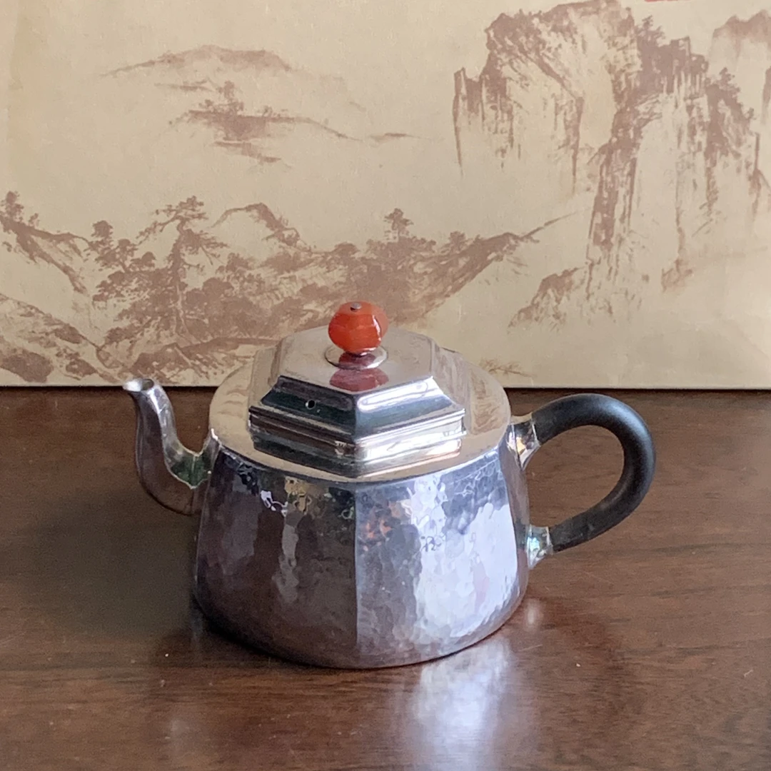 纯手工纯银侧把六方壶137g家用煮水泡壶