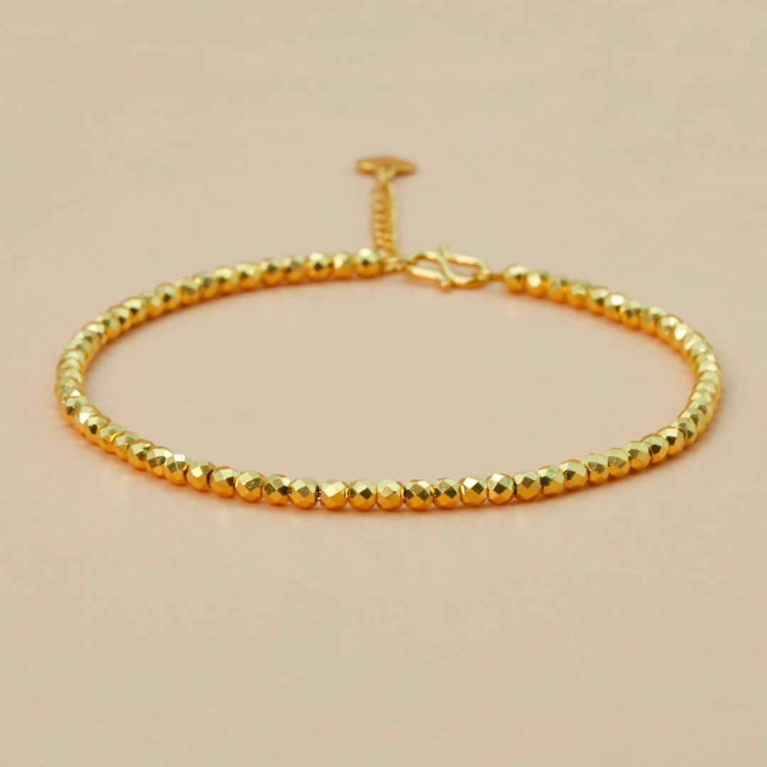 老庙2足金999蹦迪珠金手链5G工艺黄金时尚百搭生日礼物送女友