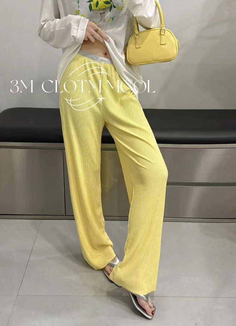 【BAI】夏新款拼色腰头休闲裤显瘦百搭长裤女185