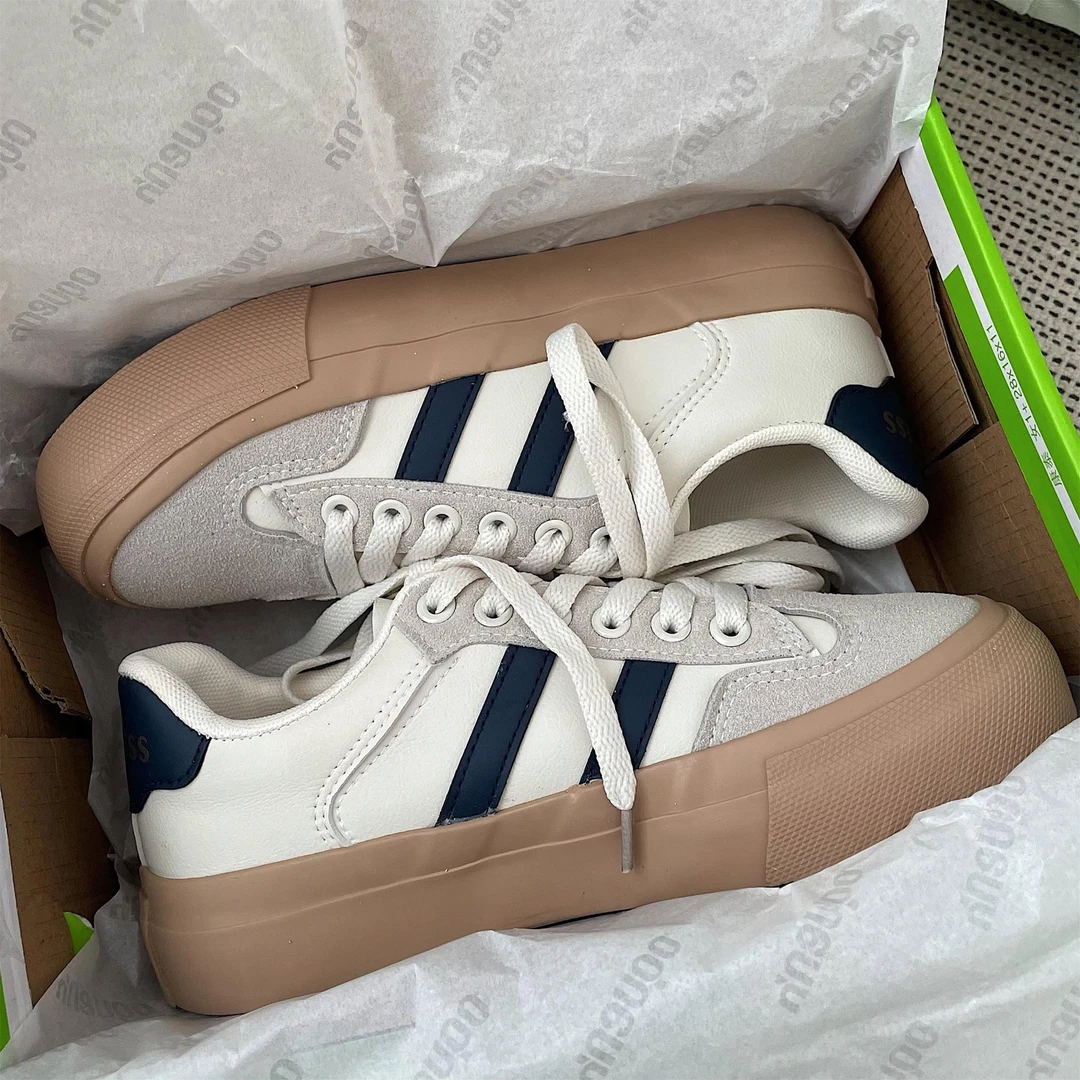 春秋季新款复古百搭超火小白鞋女厚底帆布鞋子板鞋