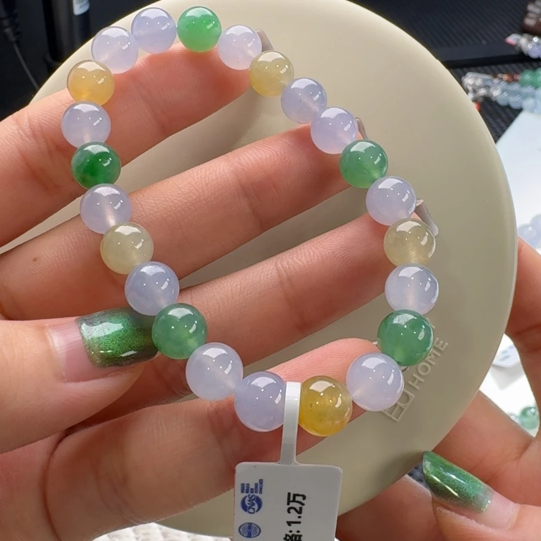 翡翠手串未镶嵌冰三彩手串卡8 福利！上新！