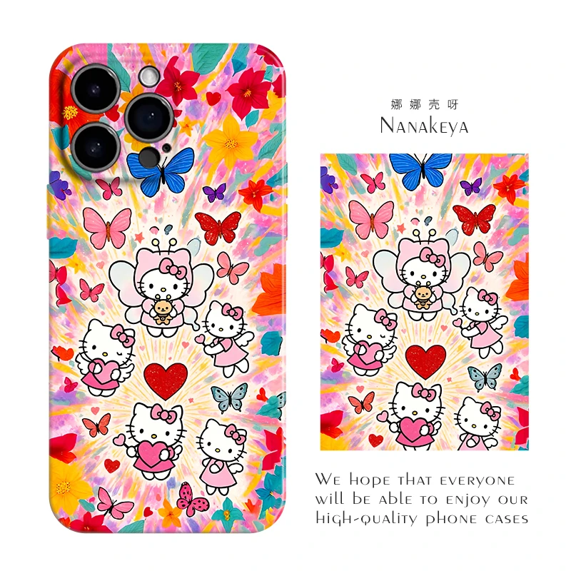 蝴蝶猫猫菲林壳适用苹果16iPhone13Pro华为小米15VIVO可爱手机壳