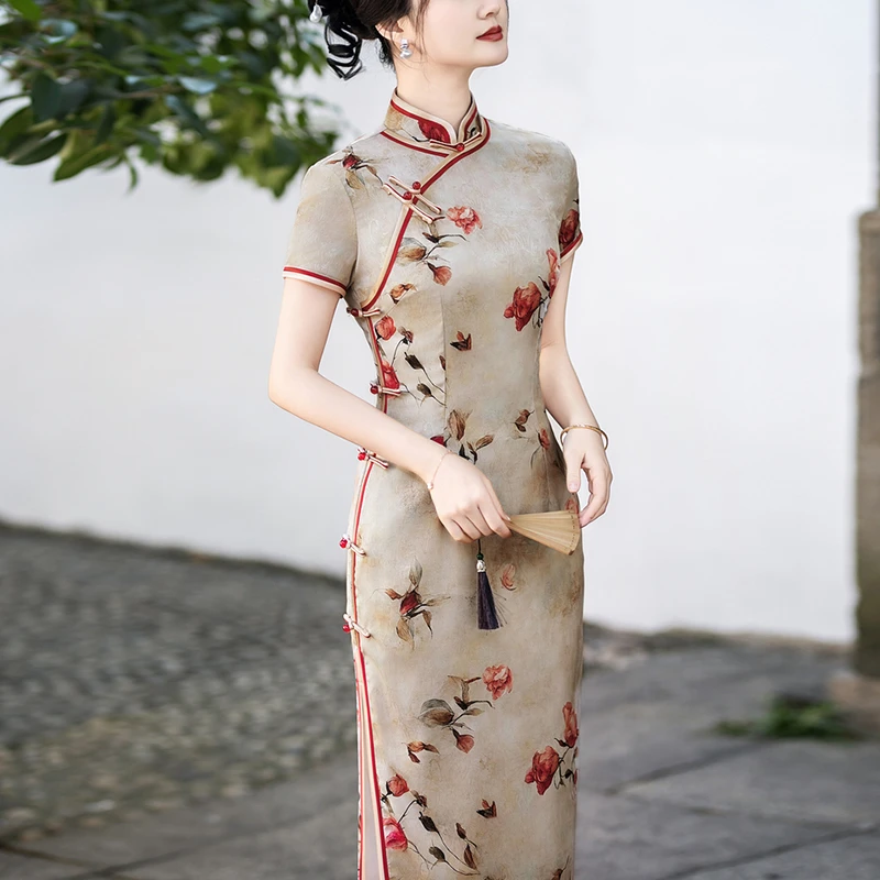 新中式旗袍2025新款夏装高端复古日常可穿素雅国风宴会中国风