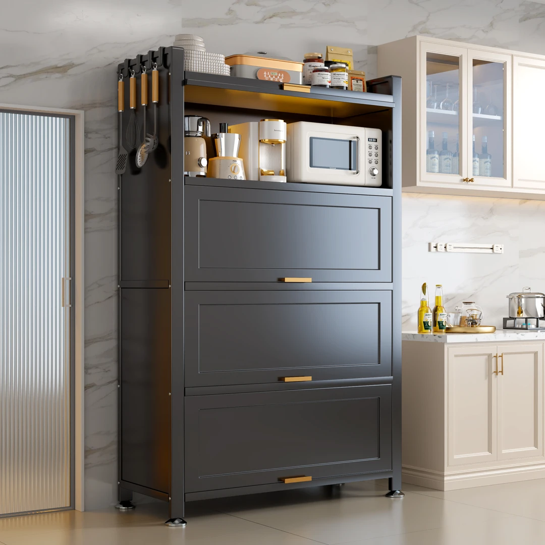 【加厚碳钢压型门板】厨房多功能置物架大容量家用收纳柜多层置物柜