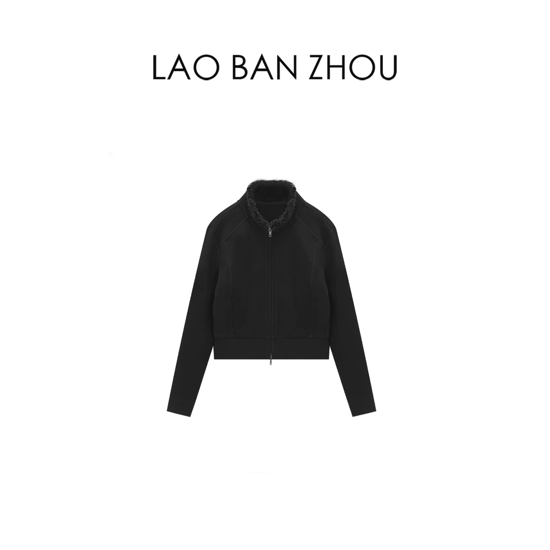 【老板周】休闲时髦 秋冬新品立领双拉链磨毛加厚卫衣外套