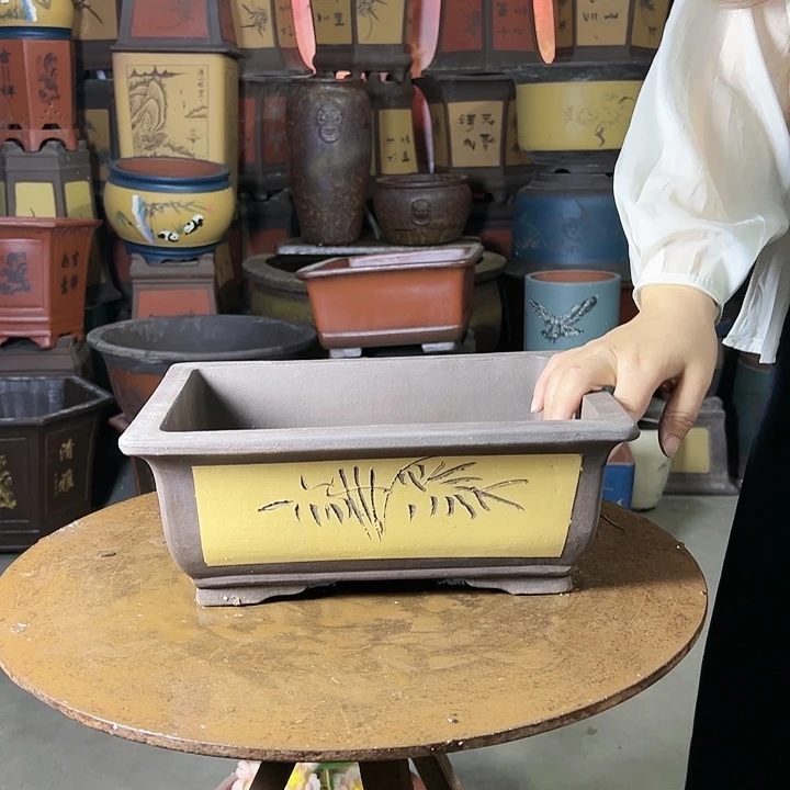 32黄色马槽花盆花盆花盆