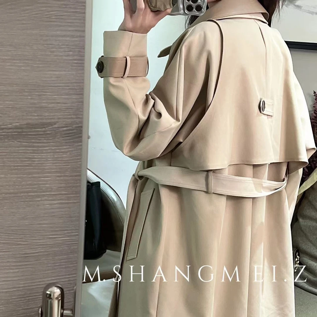 M.SHANGMEI.Z/沐熙美大哥拼接长款风衣外套x1136