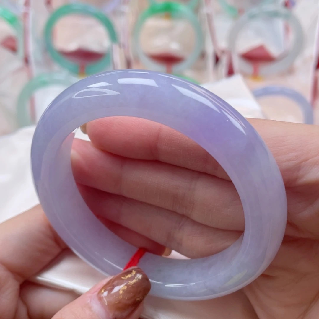 未镶嵌手镯翡翠55.5正圈 莫奈花园 梦幻色系10号