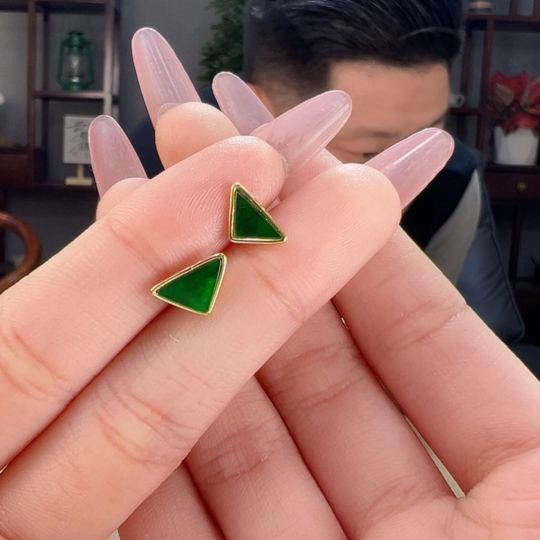 翡翠耳环银S925镶嵌耳环66