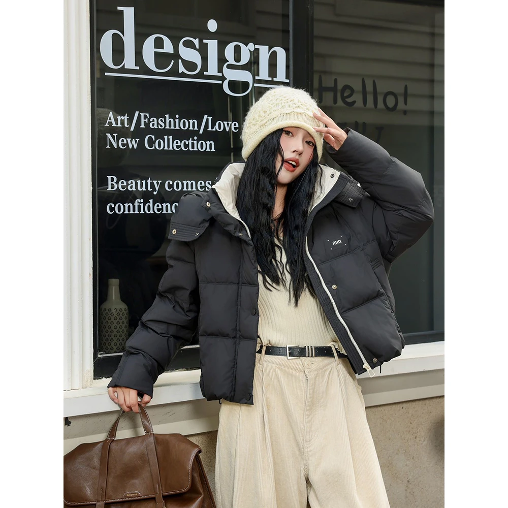 9065#2025爆款正品冬季宽松白鸭绒时尚羽绒服