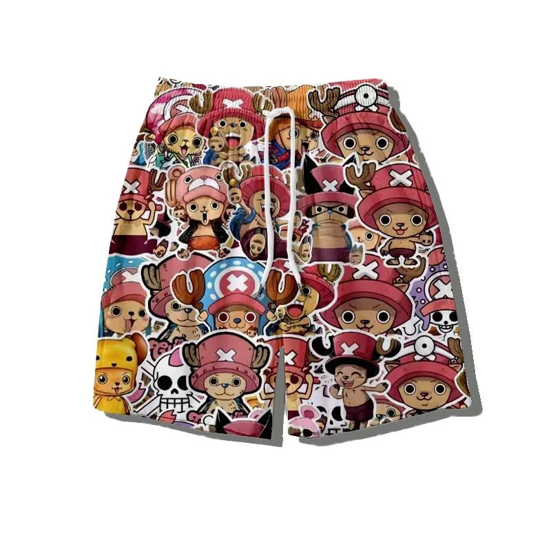 2025新款海贼王乔巴印花短裤男宽松睡裤外穿休闲运动速干海边沙