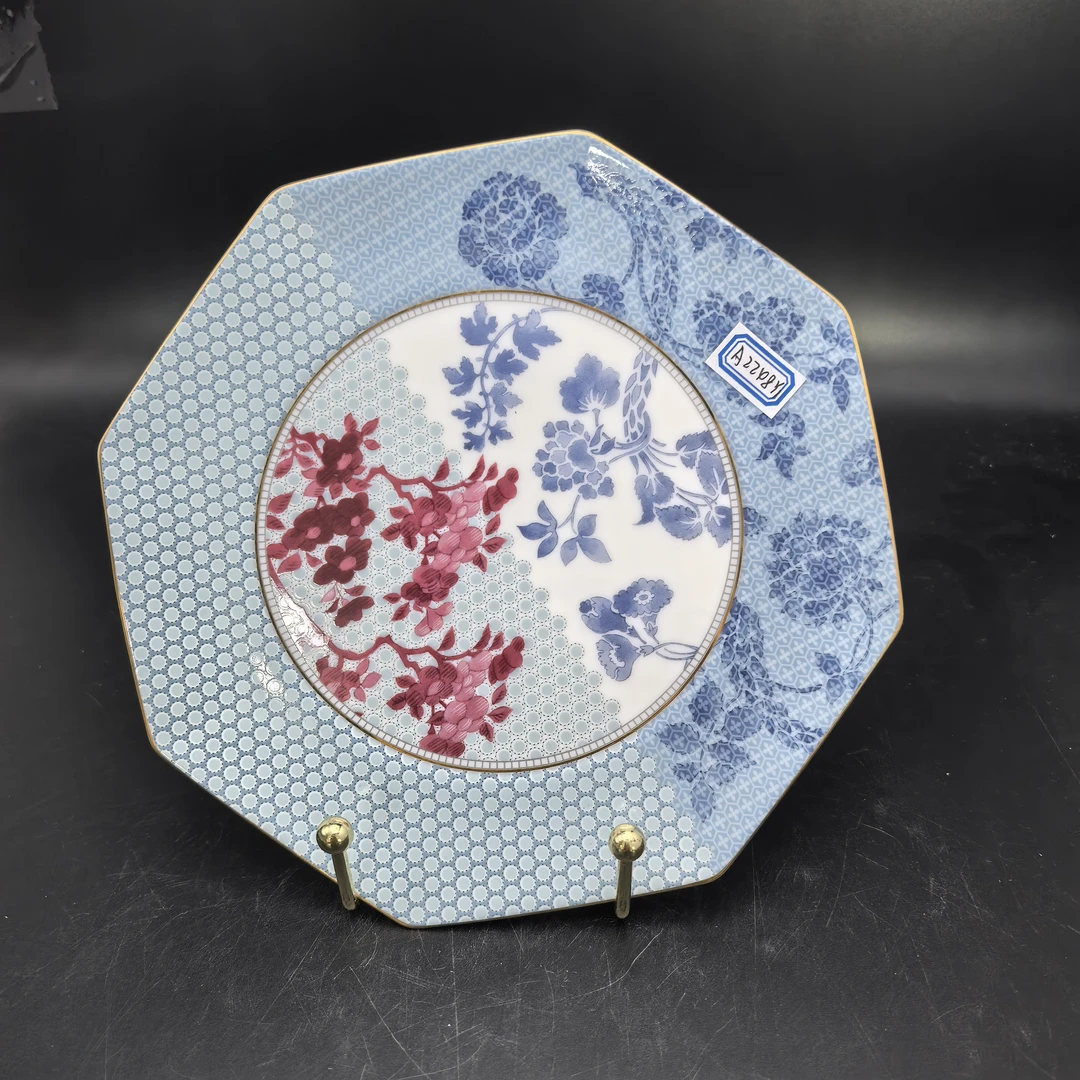 【布莱顿花园】蓝花 八角盘 单个装 中号22cm