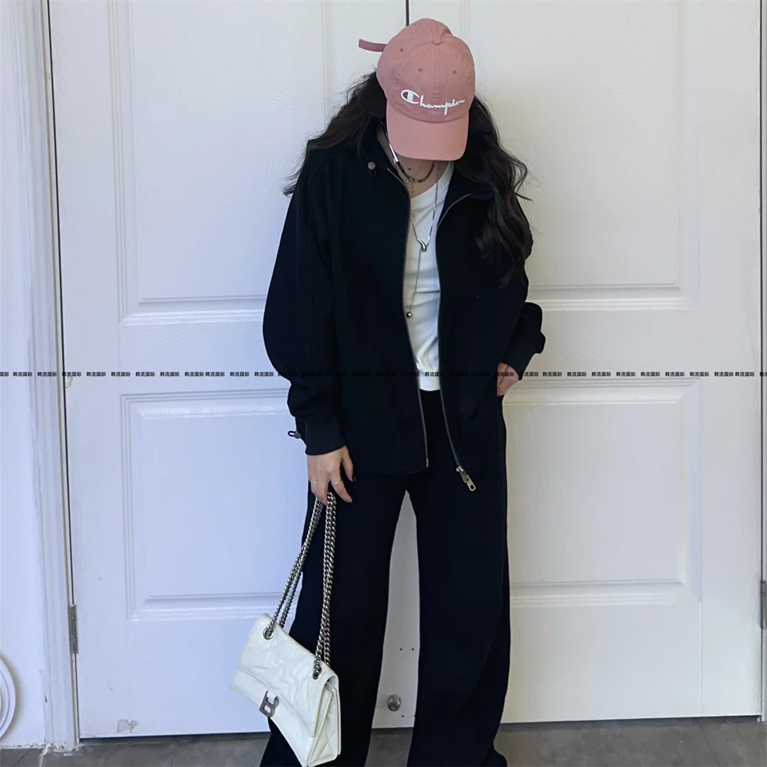 潮牌街头春季新款欧货oversize减龄大码多巴胺色连帽卫衣开衫外套