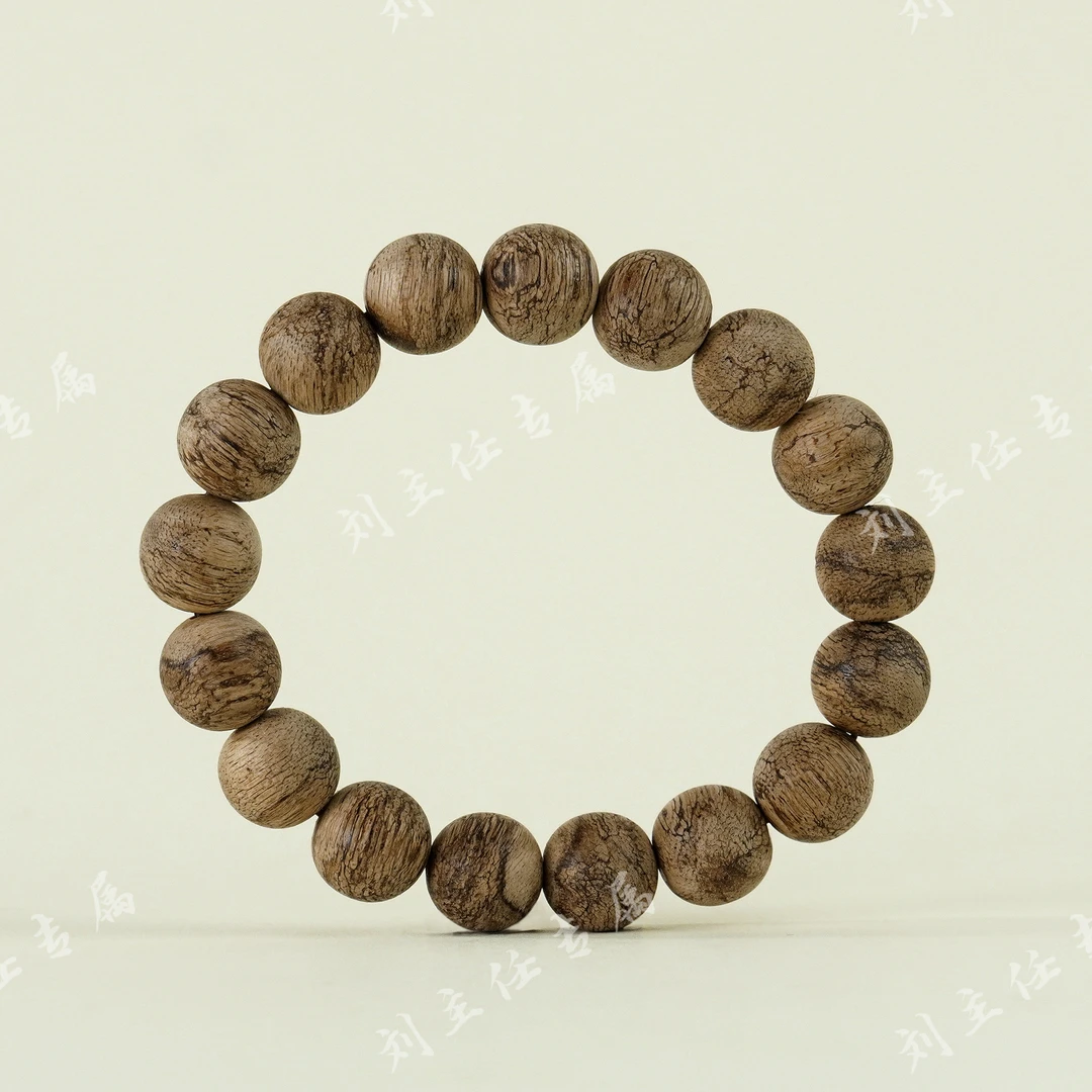 沉香(刘主任推荐)天然野达拉干虎皮纹沉香13mm单圈手串GCJLMD13