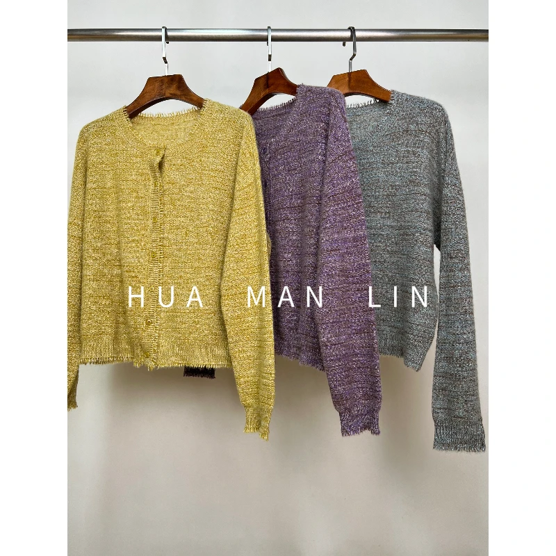 【花满林】三色毛边领花纱baby山羊绒上衣13250【220g左右】