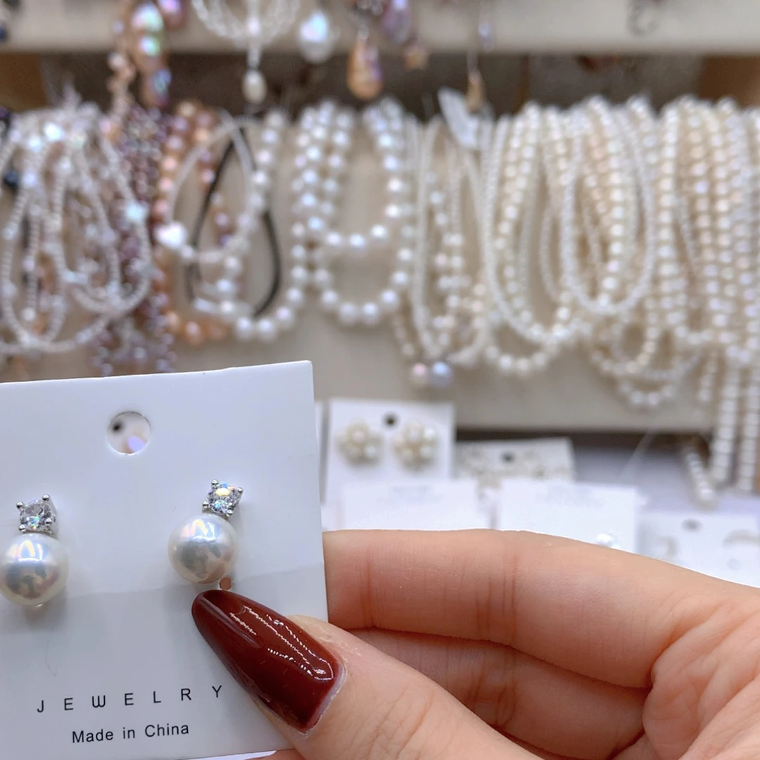 淡水珍珠耳饰银S925镶嵌桃**姚