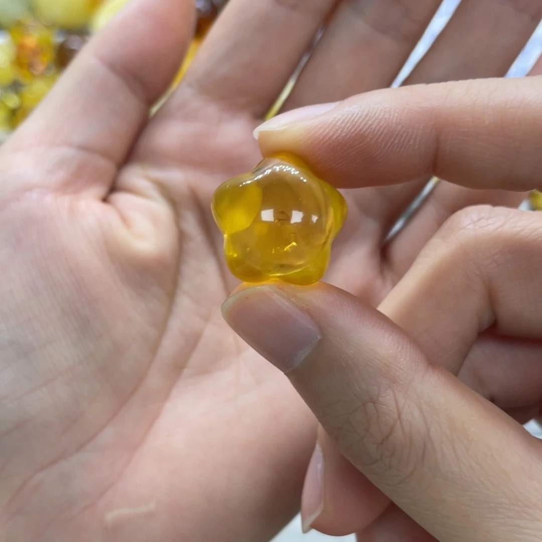 琥珀未镶嵌裸石天然琥珀俄料金珀星星