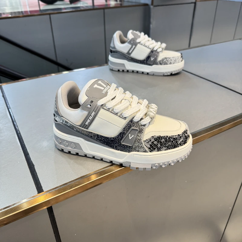 低帮小胖丁男鞋通用系带透气图案板鞋休闲鞋韩版鞋子欧若假日风