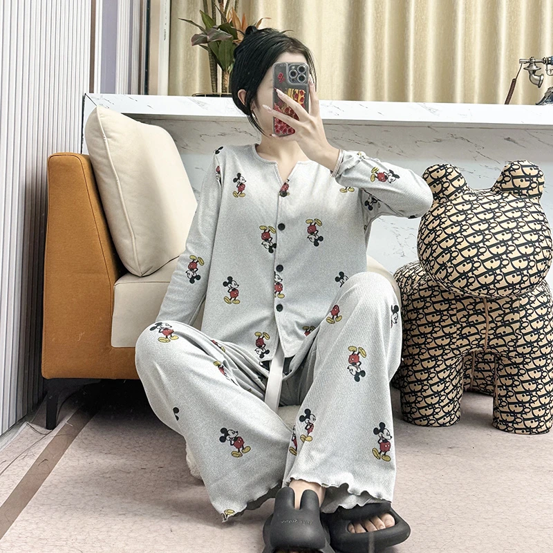 睡衣女春秋季长袖薄款卡通休闲简约韩版宽松家居服套装TZ121-PMP1