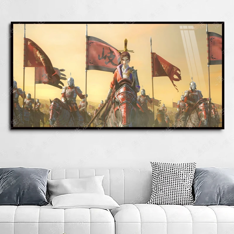 不良人女帝水云姬骑马出征客厅沙发卧室书房挂画电竞房轻奢装饰画