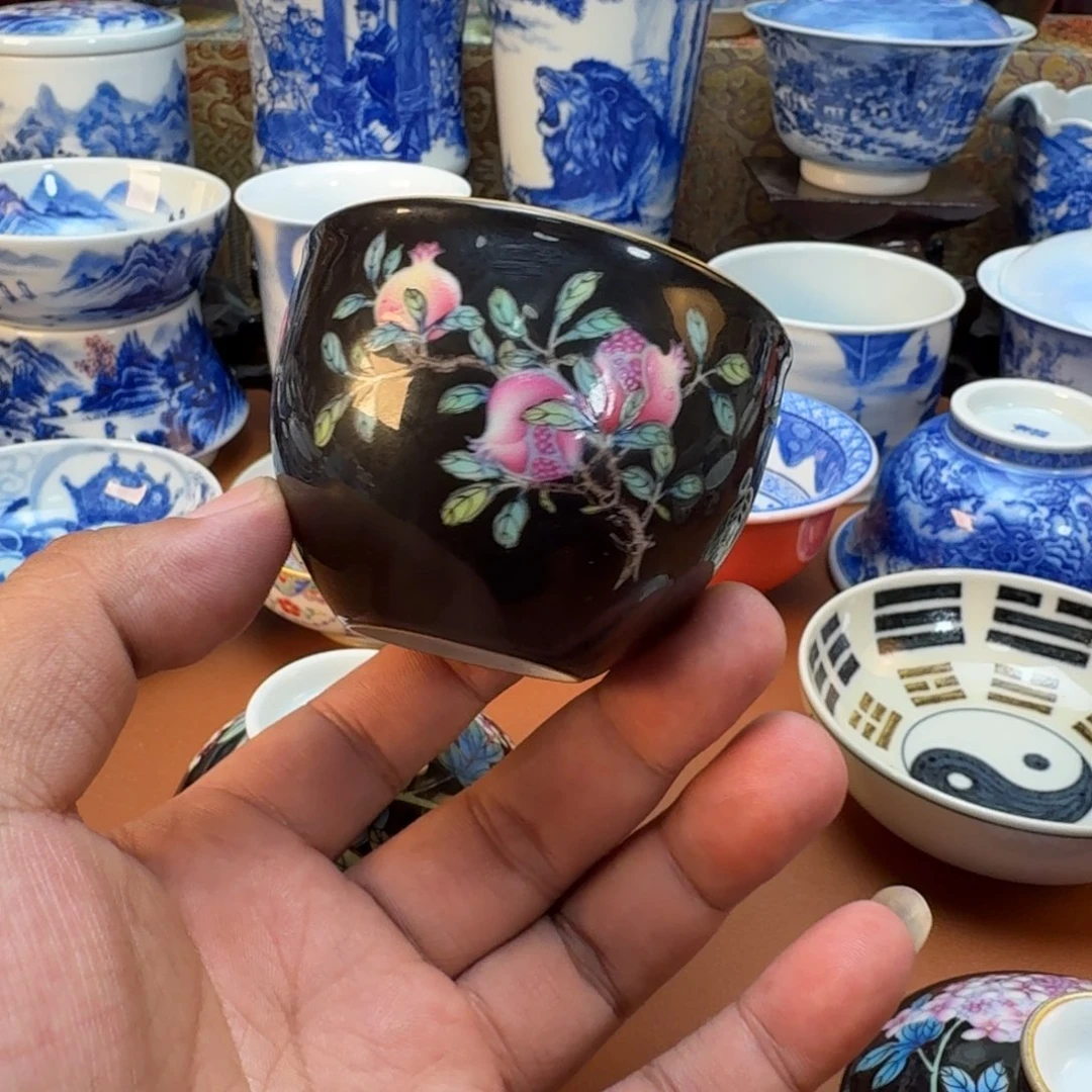 鹰***熊陶杯子景德镇全手工手绘陶瓷