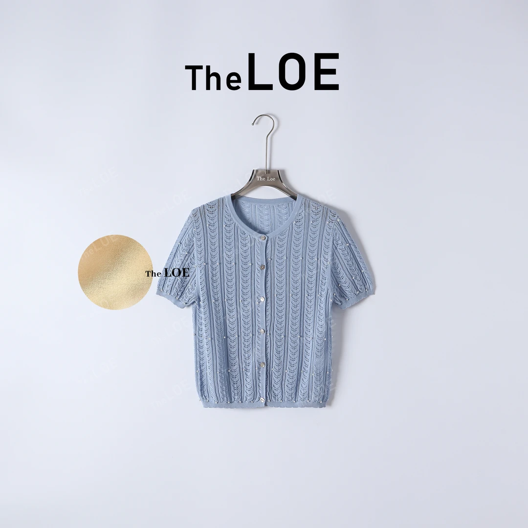 TheLOE/100莱赛尔定珠楼空针织短袖#04.29ZZ-G7424