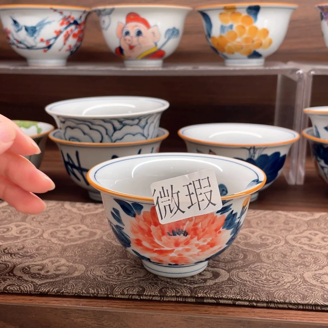 釉下手绘茶具微瑕