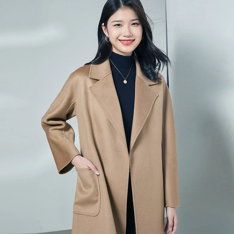 2025年冬季新款14.5微米100%纯羊绒经典双面浴袍款中长款外套