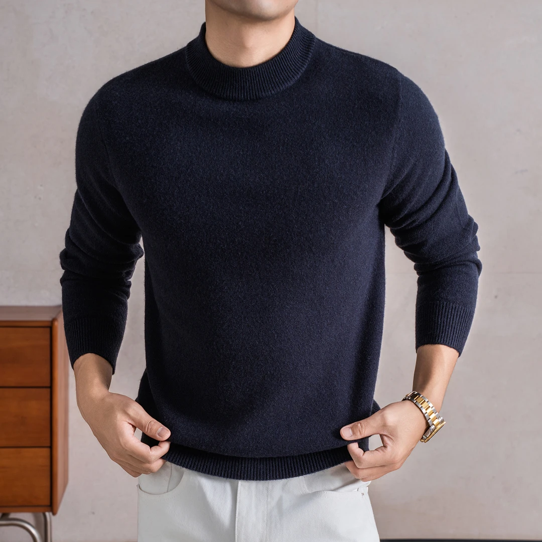 11898 90.5%羊毛 9.5%山羊绒 中领羊毛衫 M-4XL