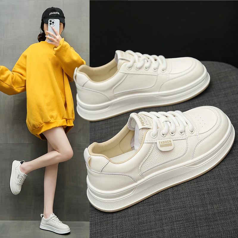 真皮小白鞋女2025春季新款软底学生百搭平底爆款运动休闲板鞋