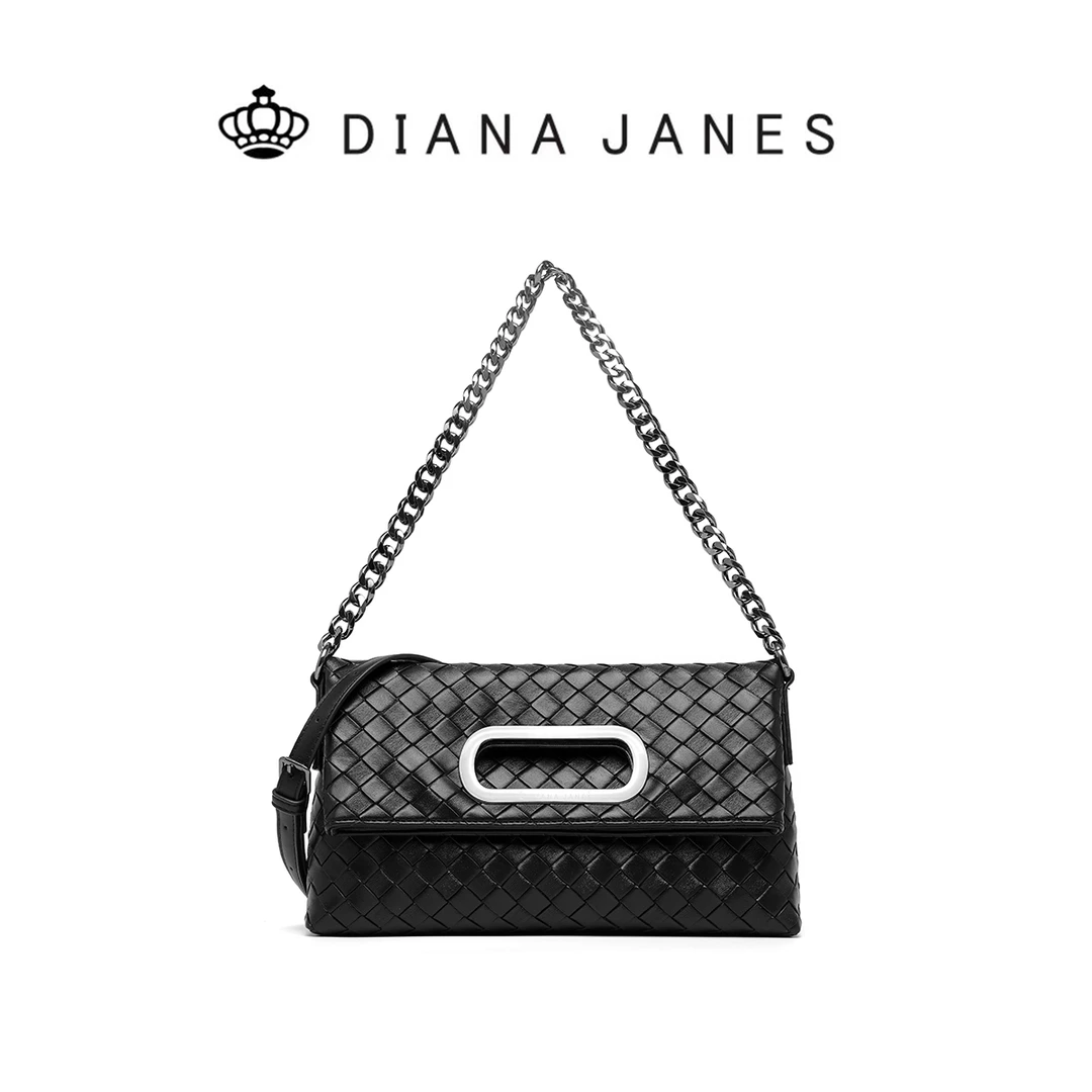【黛安娜Diana janes】真皮编织压纹大容量单肩包简约托特腋下包