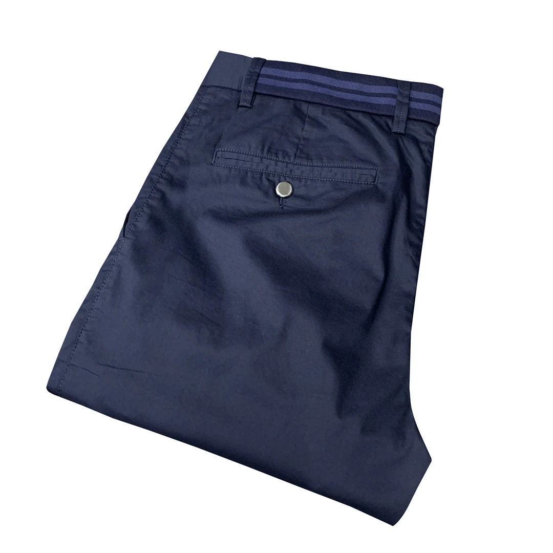 莱K【原扣原吊】藏青色YKK拉链春夏薄款透气凉感商务休闲裤21009