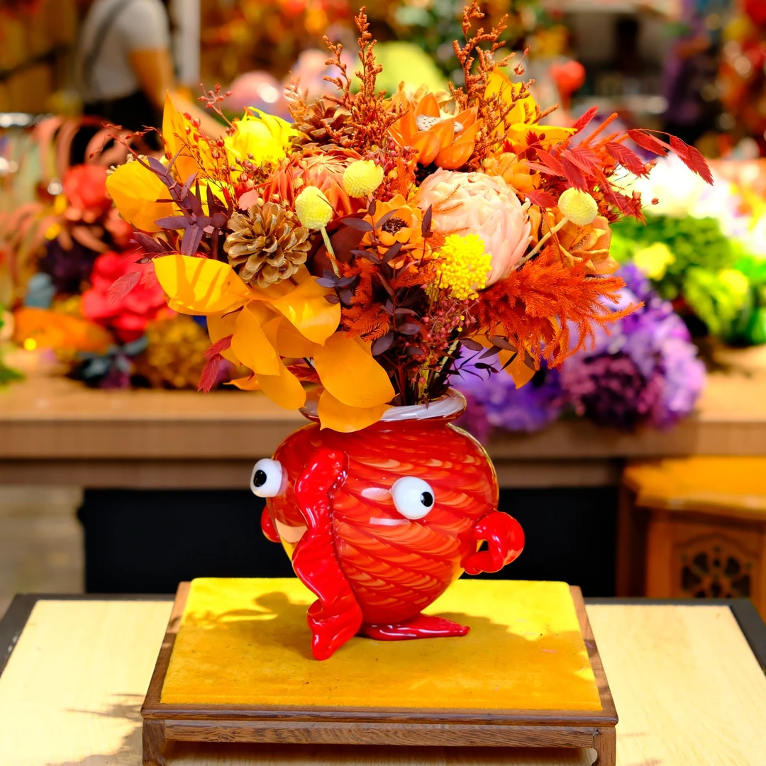 斯器永生鲜花【福气满满】餐桌 卧室花束鲜花专用花瓶收藏艺术摆件