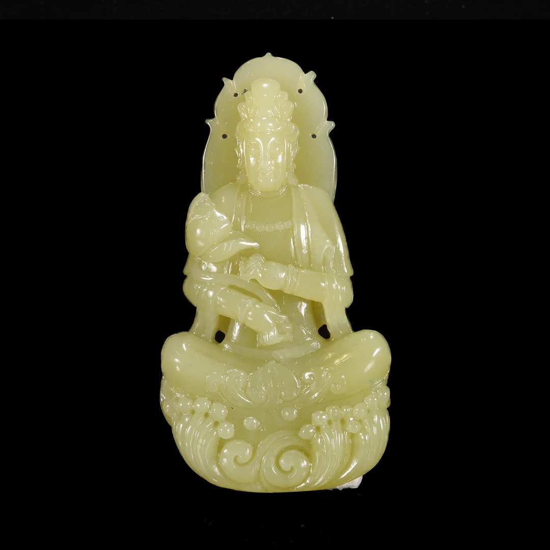 LOT.044和田玉雕人物坐像/X3647