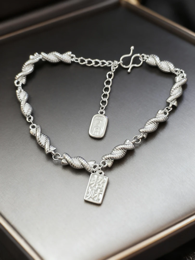 足银手链 麻花 女款通用小众简约复古民族风简约时尚手工百搭手链