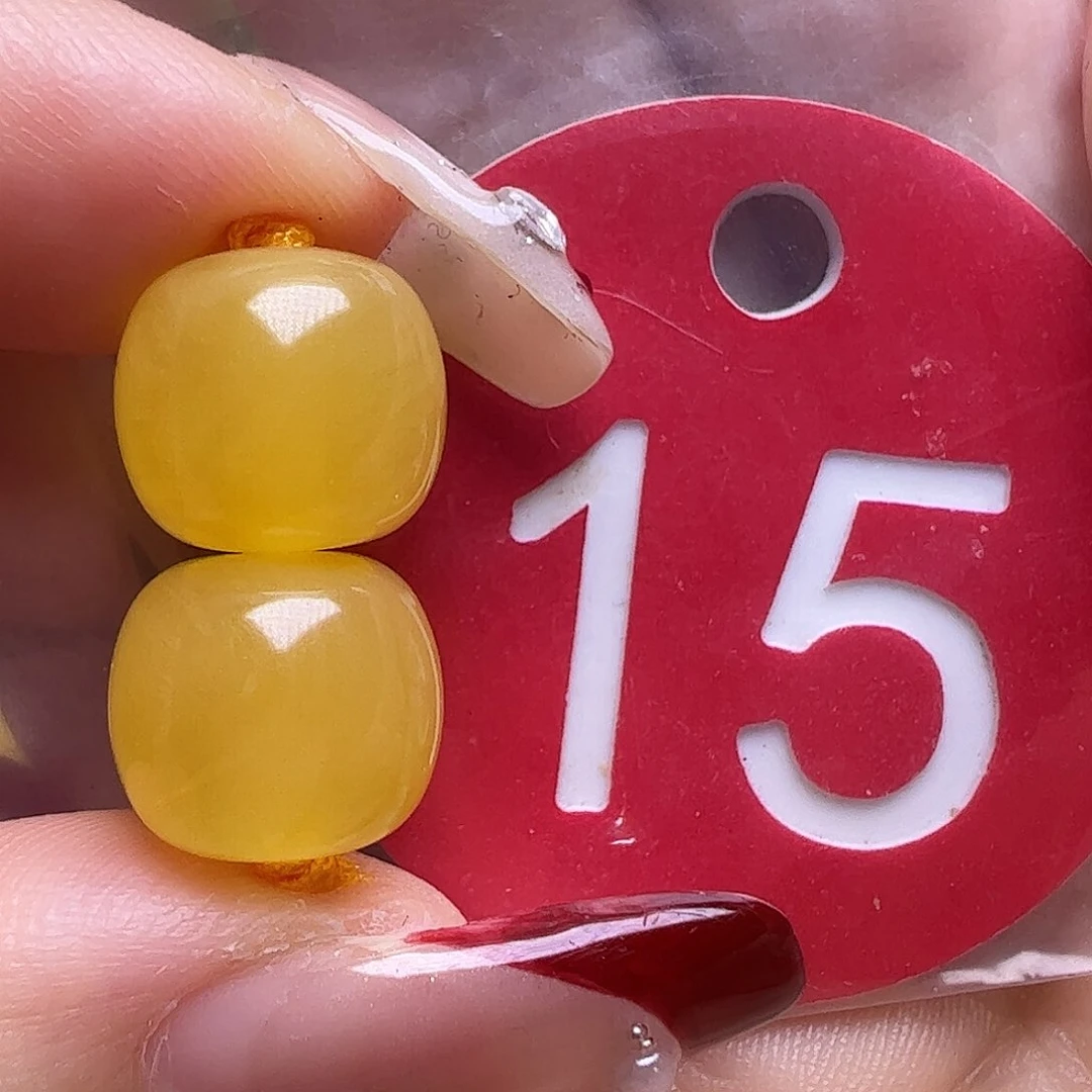 蜜蜡未镶嵌珠宝奇石10.7mm鸡油黄老型