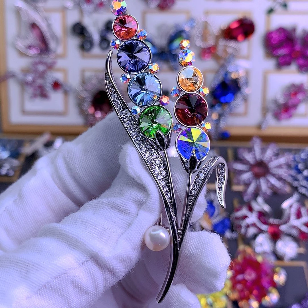 铜仿水晶胸针胸花胸针