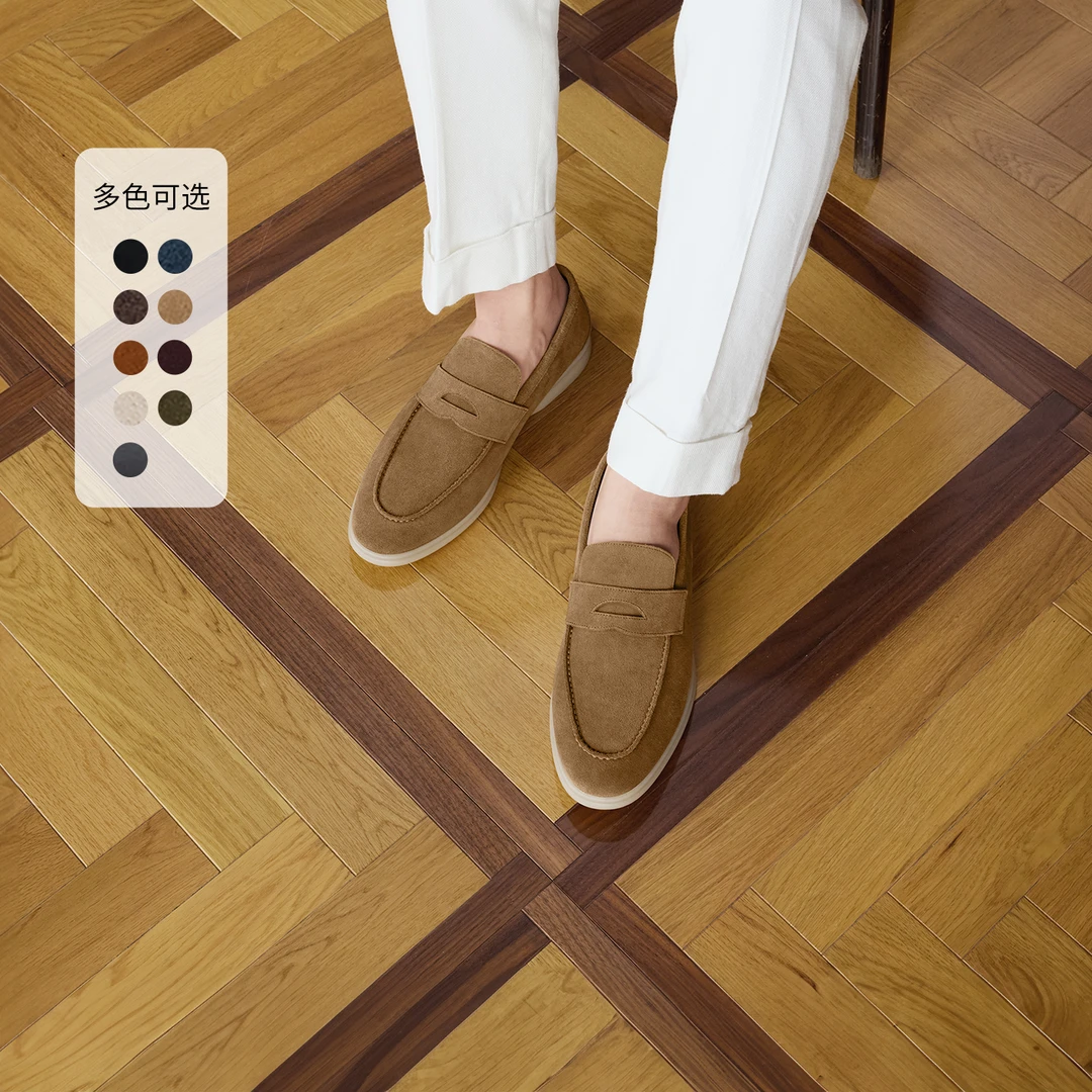 ThomWills反绒乐福鞋真皮软底男士皮鞋英伦休闲一脚蹬夏日穿搭