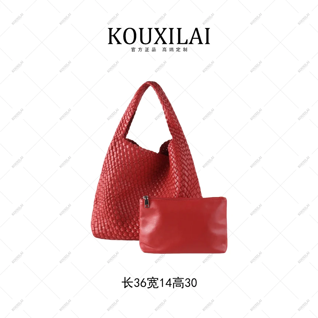 云歌定制-高级感手工编织包包手提包女大容量单肩腋下水桶包K8056