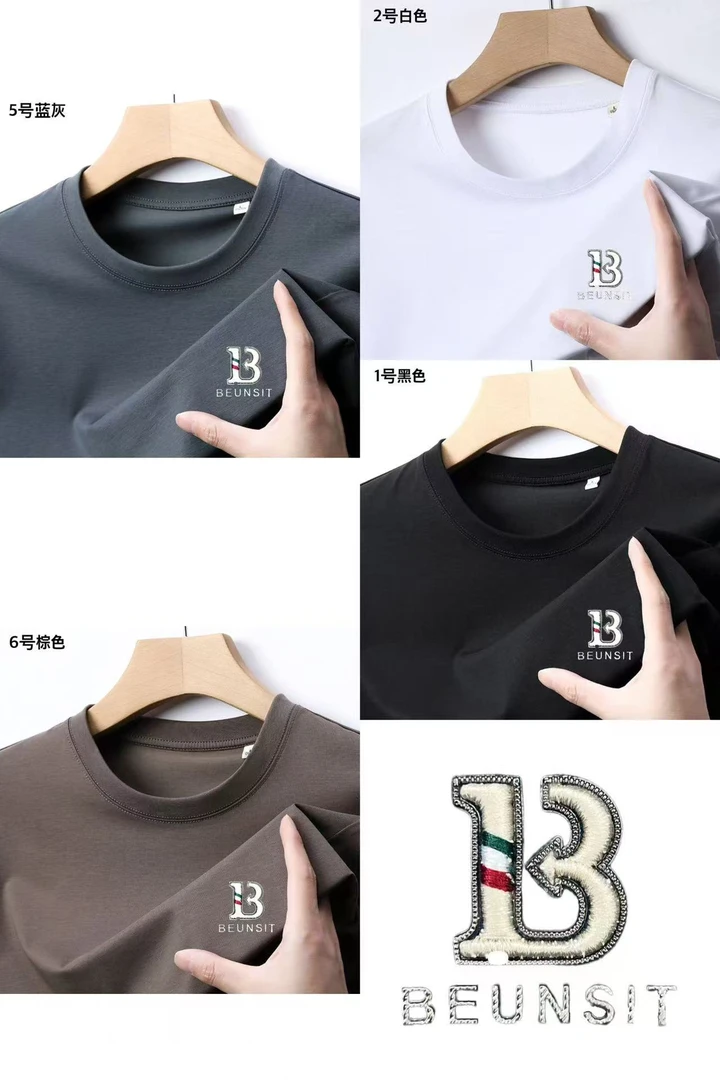 圆领宽松男士短袖圆领T恤锦氨上衣净版简约高弹男士T恤凉爽速干