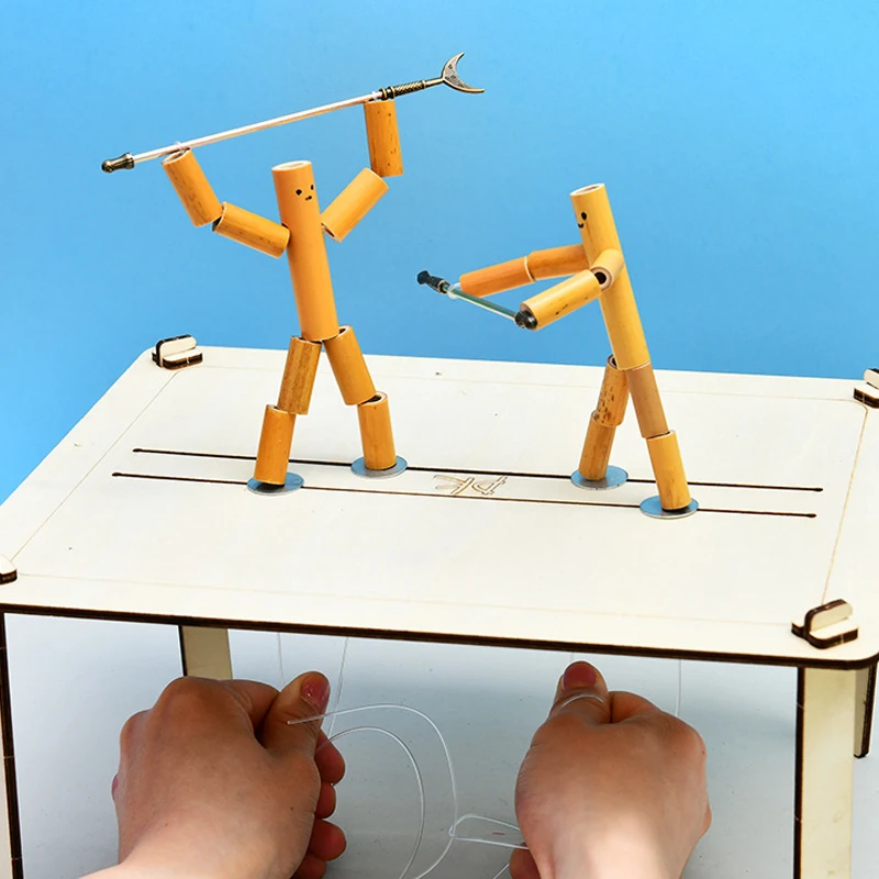 竹节人材料包DIY小竹人老师指定双人对战益智游戏竹节人带PK桌