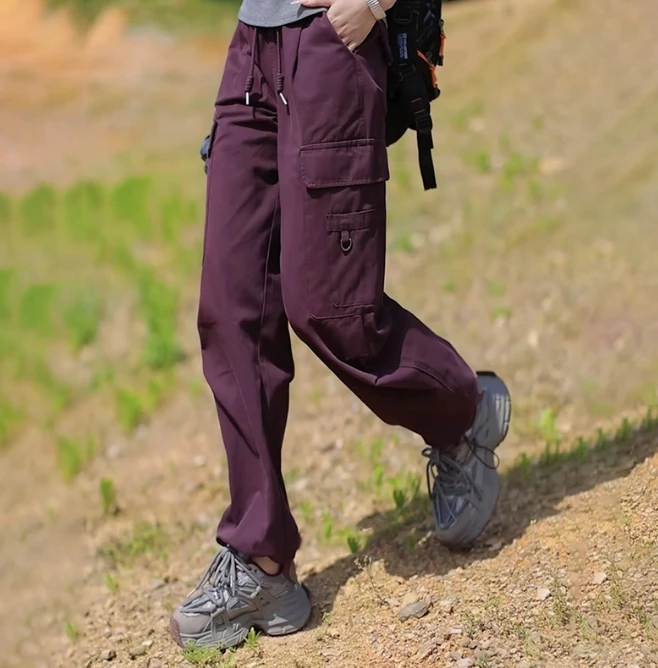 2025年秋季宽松百搭高腰松紧显瘦阔腿美式工装裤工装裤2511#女款