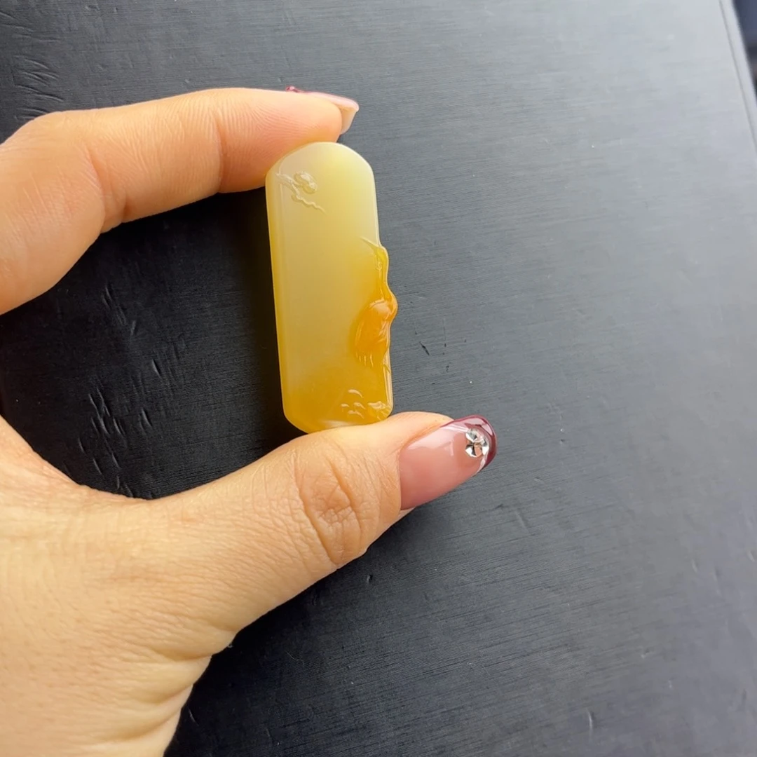 石英质玉黄蜡石挂件未镶嵌1****1